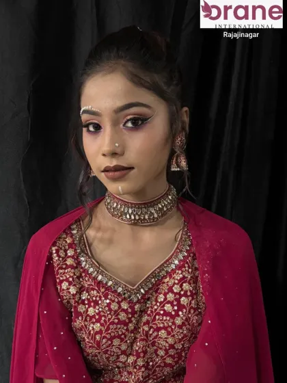 A full-face portrait of the unique and artistic airbrush makeup look.