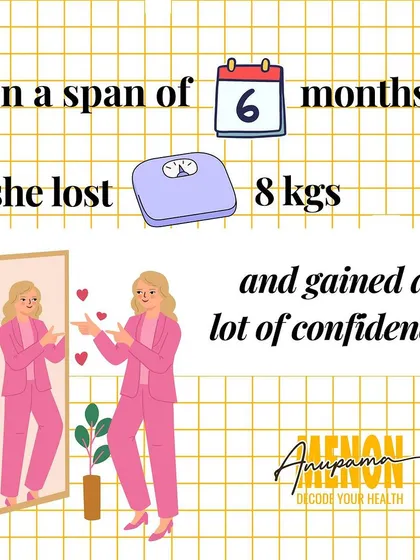 In a span of 6 months, this client lost 8 kgs and gained a lot of confidence.