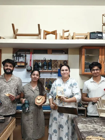 Look at these smiles. This is what a typical weekend at the workshop looks like. People from all walks of life, most with zero prior experience, holding something they built with their own hands. We made everything from clocks to small tables this day.