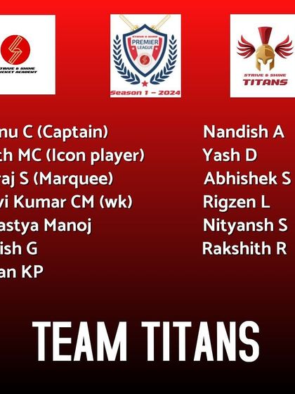 Announcing the full squad for Team Titans for the Strive & Shine Premier League Season 1.