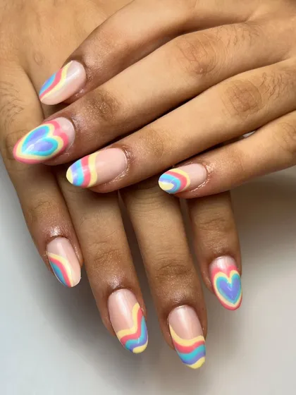 Pastel love. This design features a trendy "aura" heart effect, with soft, airbrushed gradients of pastel colors creating a dreamy, romantic look.