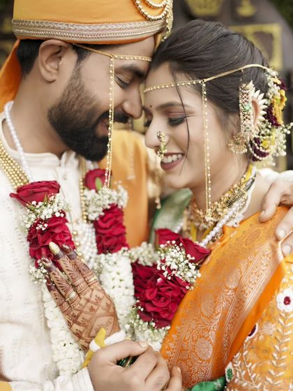 An intimate moment right after the main rituals, capturing the couple's first few moments as husband and wife.