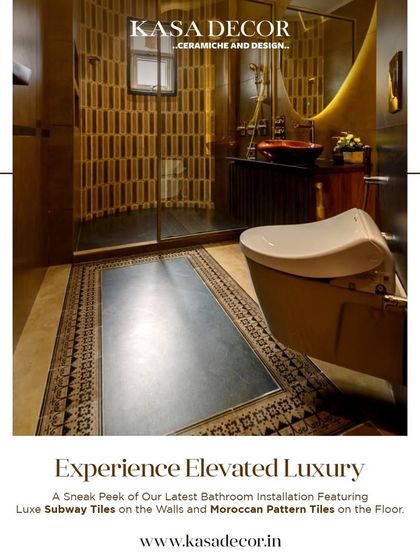 A peek into a recent luxury home installation. This bathroom combines the classic appeal of subway tiles on the walls with the intricate beauty of Moroccan pattern tiles on the floor, creating a space that is both elegant and full of character.