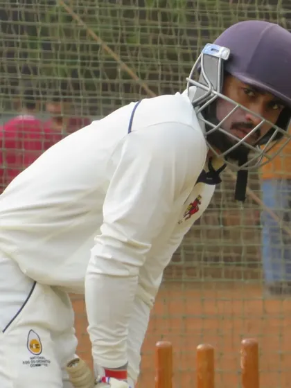 The look of a player who is completely in the zone. Gaurish Jadhav during a net session.