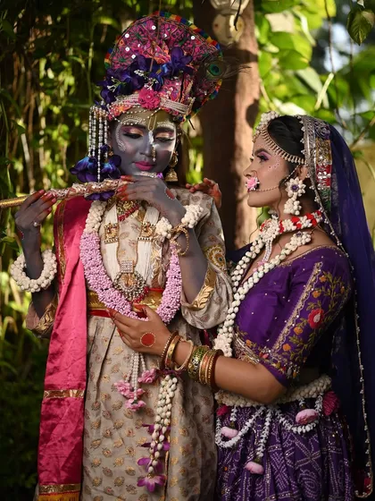 A beautiful interaction between Radha and Krishna.