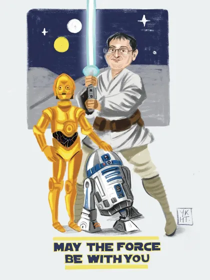 For the fan in your life! I love creating quirky and fun commissions, like this custom Star Wars themed caricature. If you have a unique idea based on a favorite movie, show, or inside joke, I can illustrate it for you.