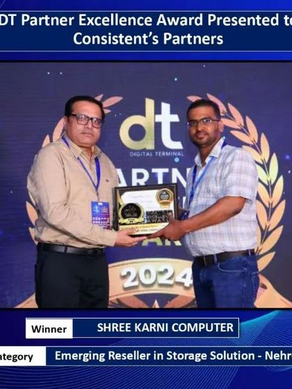 We congratulate our partner, Shree Karni Computer, for winning the DT Partner Excellence Award as an 'Emerging Reseller in Storage Solution'. We are proud to partner with innovators in the industry.