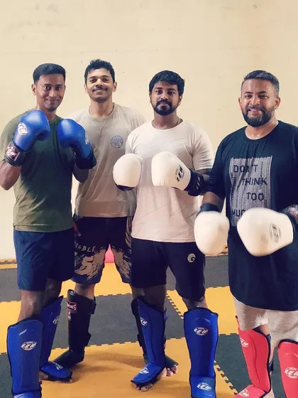 The weekend kickboxing batch, geared up and ready. We have students from Ecity, HSR, and surrounding areas.