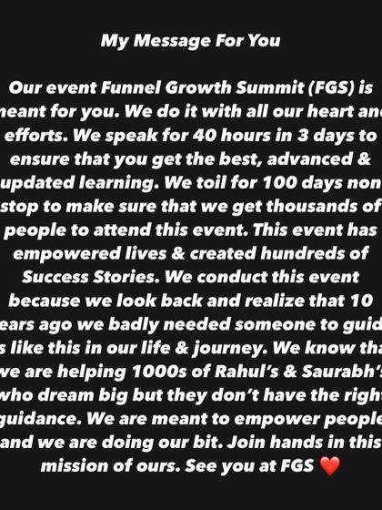 My personal message for you. We created FGS because we needed this guidance 10 years ago. We are here to empower you.