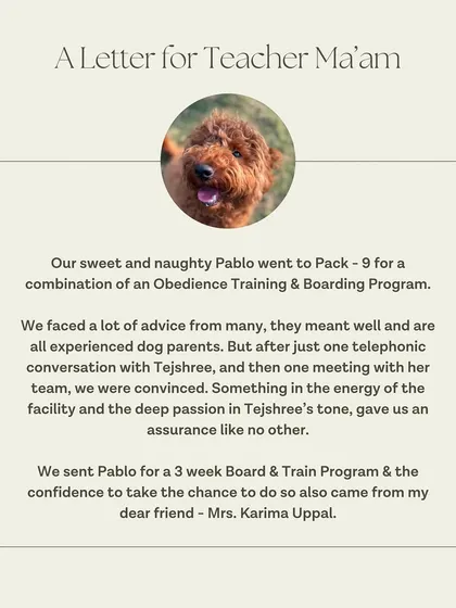 A letter from Pablo's guardian, sharing how our passion and the energy of the facility gave them the assurance they needed.