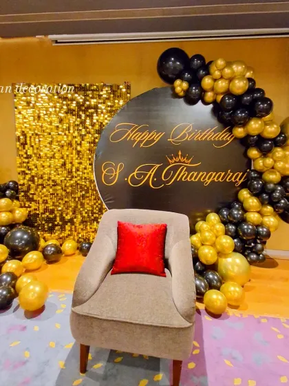 The 95th birthday photo point, complete with a chair for the guest of honor to take pictures.