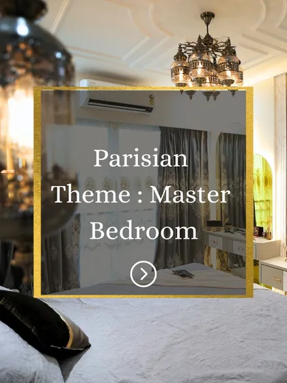 A title card introducing the Parisian Theme Master Bedroom project.