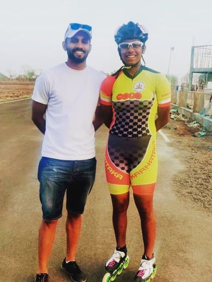 Celebrating with the fastest skater in India. My student won all nine gold medals at the World Games selection trials, a truly incredible achievement.