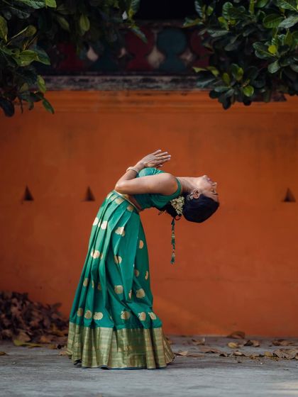 Another photo from my traditional shoot, this time with hands in prayer in a standing backbend.