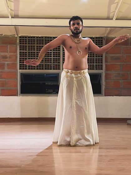 A performer sharing a piece rooted in classical Indian forms at Uncut. We celebrate the diversity of artistic backgrounds and styles in our community.