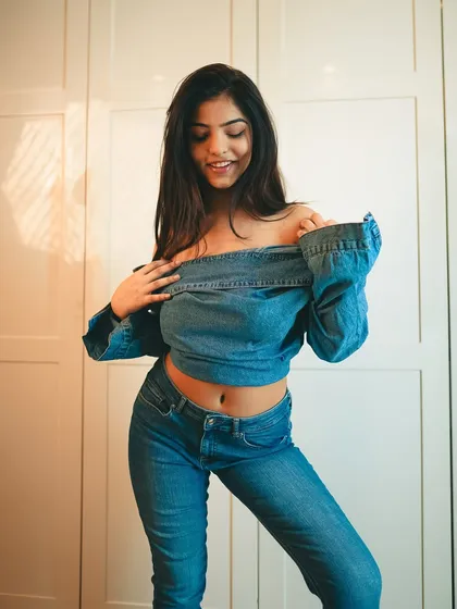 A happy, candid moment from our creative denim shoot. It shows that even conceptual shoots can have moments of pure joy.