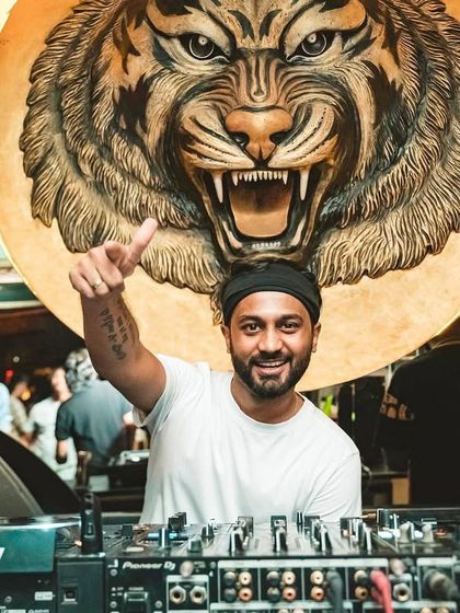 Giving a thumbs-up from the DJ booth at Badmaash. Another successful Sunday night party in the books.