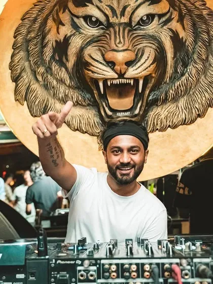 Giving a thumbs-up from the DJ booth at Badmaash. Another successful Sunday night party in the books.