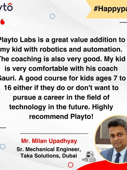 A Senior Mechanical Engineer from Dubai sees our course as a "great value addition." He notes it's a good course for any child, regardless of whether they pursue a tech career, and highly recommends it.