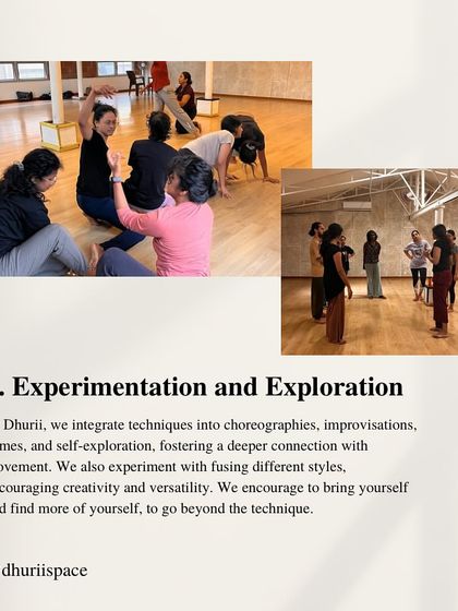 Experimentation and exploration are key. We integrate techniques into choreographies, improvisations, and games, fostering a deeper connection with movement and encouraging creative versatility.