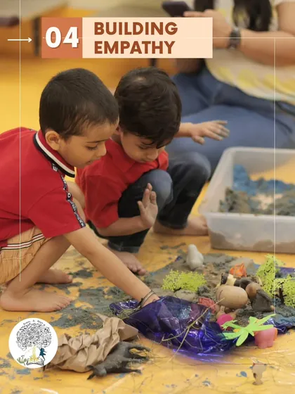 Building empathy is a key benefit of our programs. Here, children work together on a sensory art project, learning to share and create together.