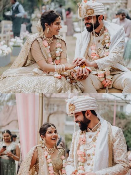 Candid moments from Nirali and Nitin's garden wedding ceremony. The natural setting and their easy laughter made for a truly special day.