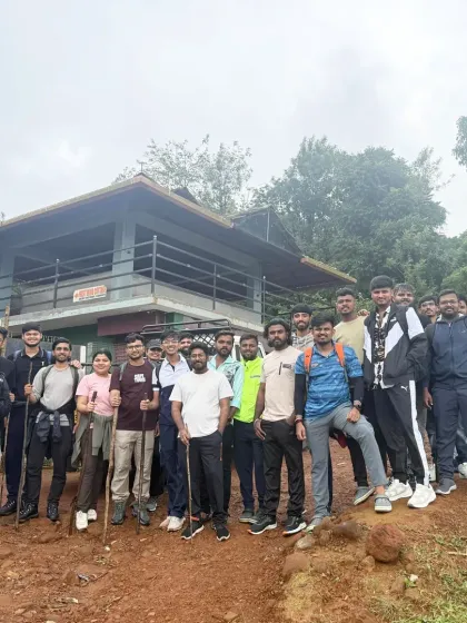 A group photo at the forest check post. We take care of all the necessary permissions and paperwork for a hassle-free trek.