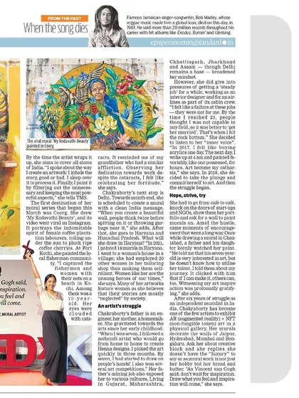 A detailed view of the newspaper article, which discusses my mural series and my journey as an artist.