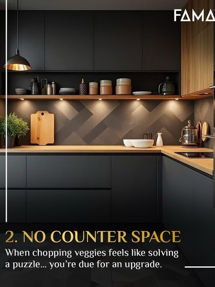 Sign 2: No counter space. When chopping veggies feels like solving a puzzle, you are due for an upgrade. A smarter layout, perhaps with an island or peninsula, can dramatically increase your workspace.