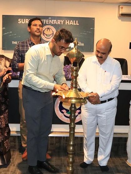Participating in the traditional lamp lighting ceremony to inaugurate the CPE Seminar at ICAI Thiruvananthapuram.