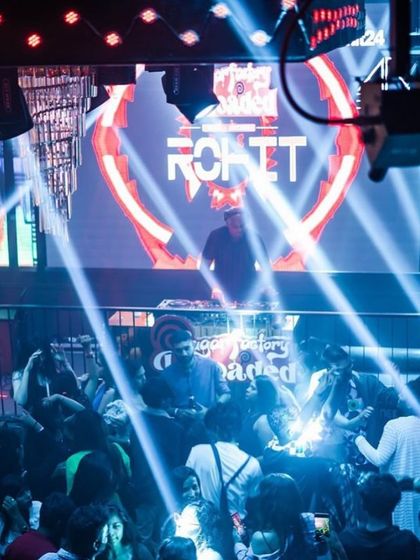 A wide shot of me at the console with impressive lighting effects.