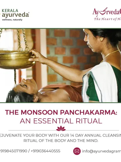 Experience Shirodhara, a cornerstone of Ayurvedic therapy. This treatment involves a continuous stream of warm, medicated oil poured over the forehead to calm the nervous system, relieve stress, and promote deep mental clarity. It is one of the many personalized therapies we offer.