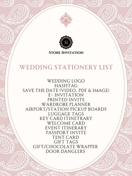 This list highlights the core elements of a complete wedding stationery suite. I design everything from the foundational wedding logo and hashtag to digital save-the-dates, printed invites, and all the on-site materials for a destination wedding.