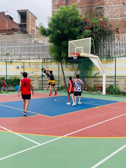 A player goes up for a rebound.