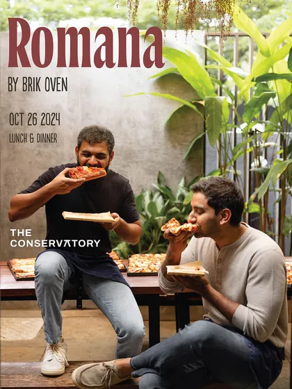The founders enjoying the fruits of their labor, sharing slices of the new Pizza Romana at our pop-up event.