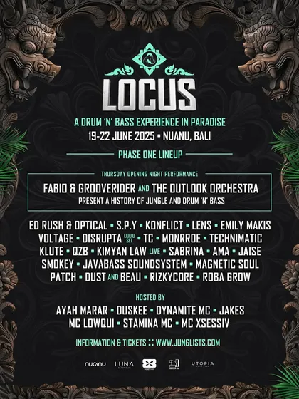 The official lineup for Locus 2025. I can't wait for the second round at this incredible Drum & Bass experience in paradise.