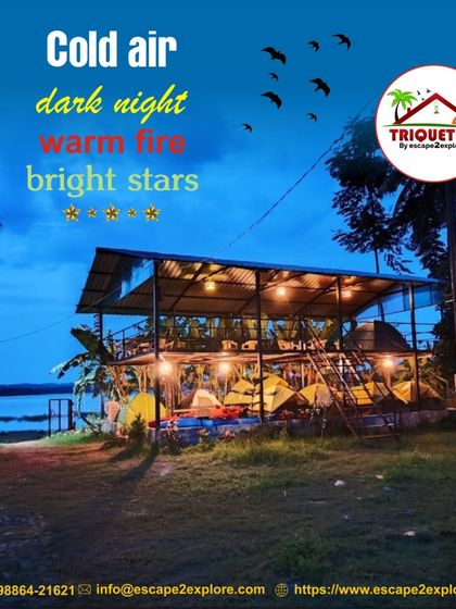 Cold air, dark night, warm fire, and bright stars. This is the perfect setting for our lakeside camp, where you can relax and enjoy the evening.