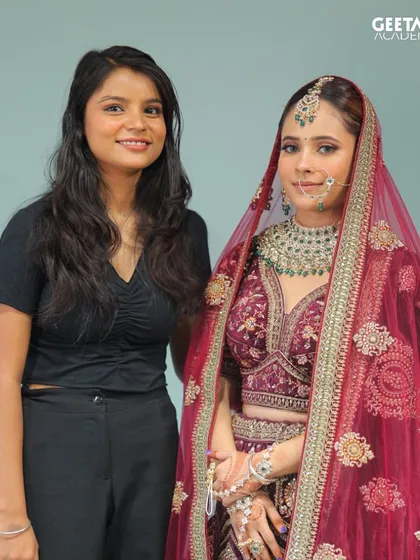 Student Work: Another one of our students proudly presents her final bridal look, a testament to the skills and confidence gained through our comprehensive course.
