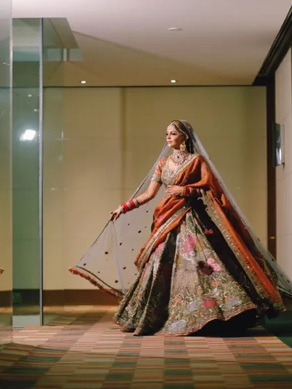 The full look of my viral bridal lehenga. Its journey from my wedding to becoming a business inspiration is a story I love to share with my Mohraya fam.
