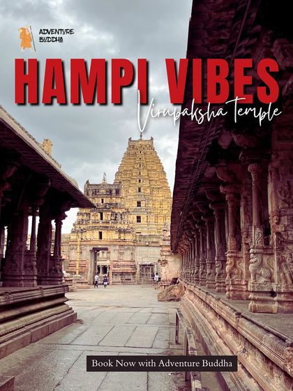 A graphic highlighting the "Hampi Vibes" at the Virupaksha Temple.