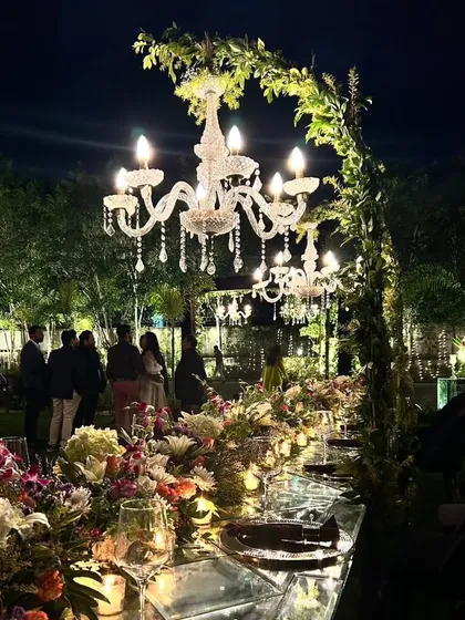 Guests enjoying the magical ambiance of the sit-down dinner, a testament to a perfectly executed, aesthetically pleasing event.