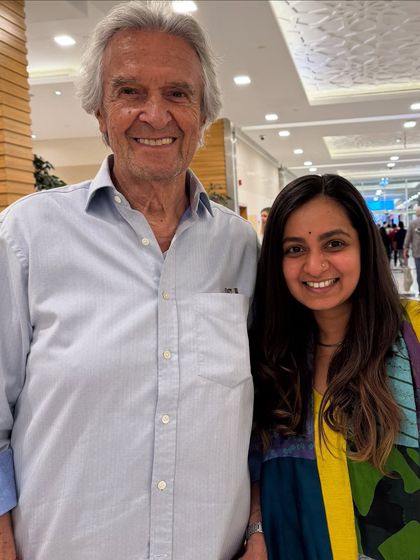 A photo with the one and only John McLaughlin. Growing up listening to his records, it was surreal to meet him in person and share a moment.
