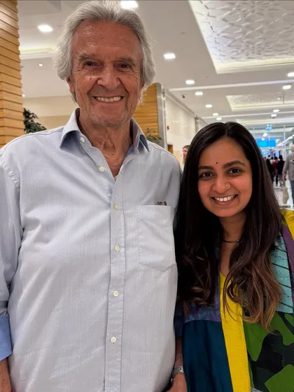 Meeting one of the pioneers of jazz fusion, the great John McLaughlin. His work with Shakti was played in my home since I was a child, so this was a full-circle moment.