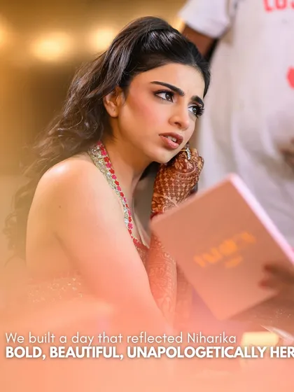 We built a day that reflected Niharika: bold, beautiful, unapologetically her. This quiet, reflective moment captures the depth and soul she brought to her wedding.