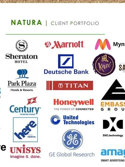 We are honored to partner with some of the world's leading brands. This portfolio showcases the trust companies across hospitality, technology, and finance place in our interior landscaping and biophilic design solutions.