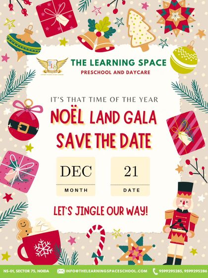 Save the date for our Noël Land Gala. This festive graphic is a cheerful reminder for families to mark their calendars for our biggest Christmas celebration of the year.