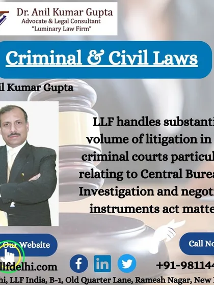 We manage a significant caseload in criminal courts, with a special focus on litigation involving the Central Bureau of Investigation and matters concerning negotiable instruments.