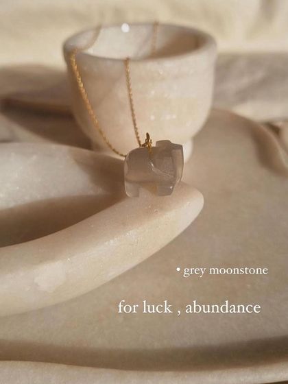 The Grey Moonstone elephant pendant, a charm for luck and abundance.