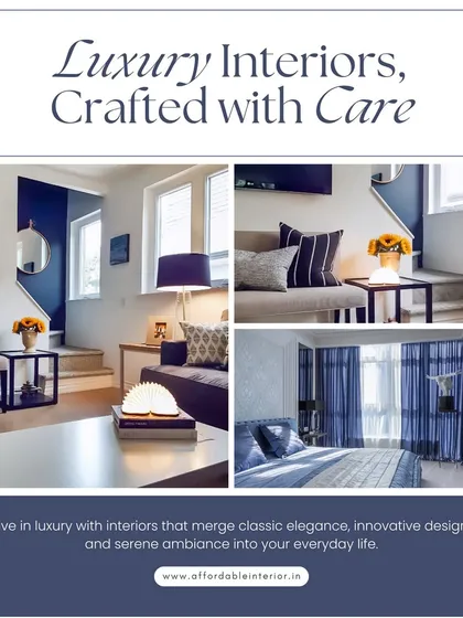 A collage showcasing our luxury interior designs, emphasizing how we merge classic elegance with innovative design to create a serene ambiance in every home.