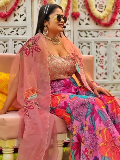 Ready to get the party started at this gorgeous Haldi function. My job is to bring the energy, and a beautiful setting like this makes it easy.